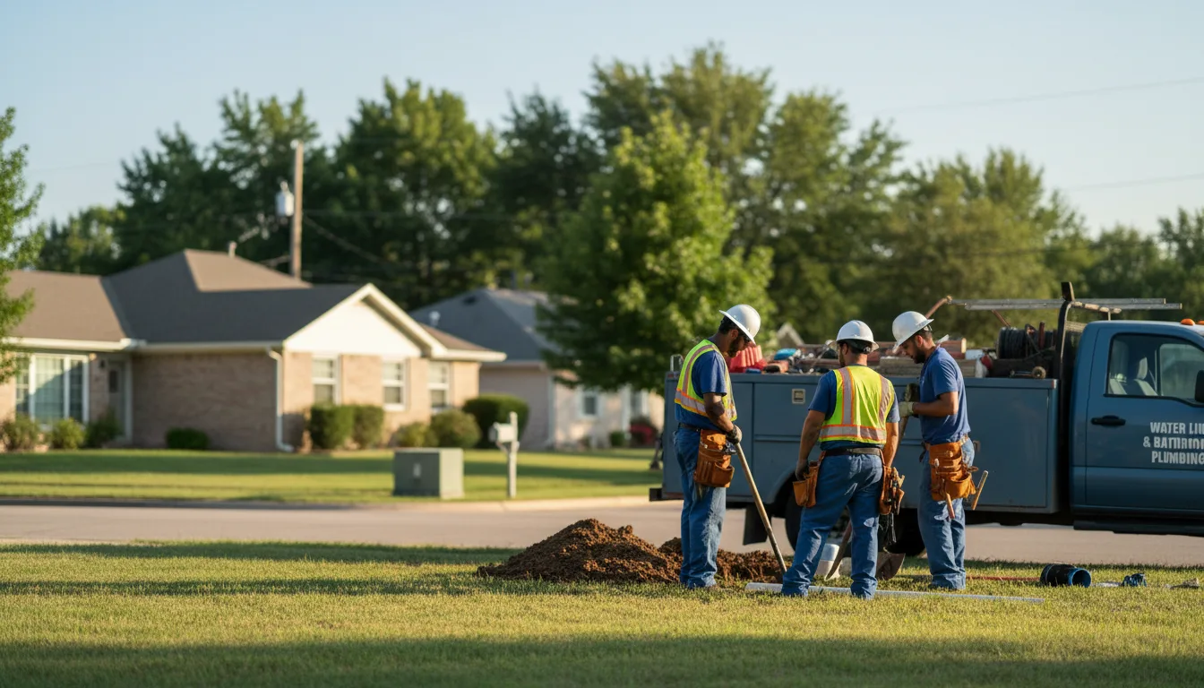 Residential water line and bathroom plumbing service in Oologah, OK